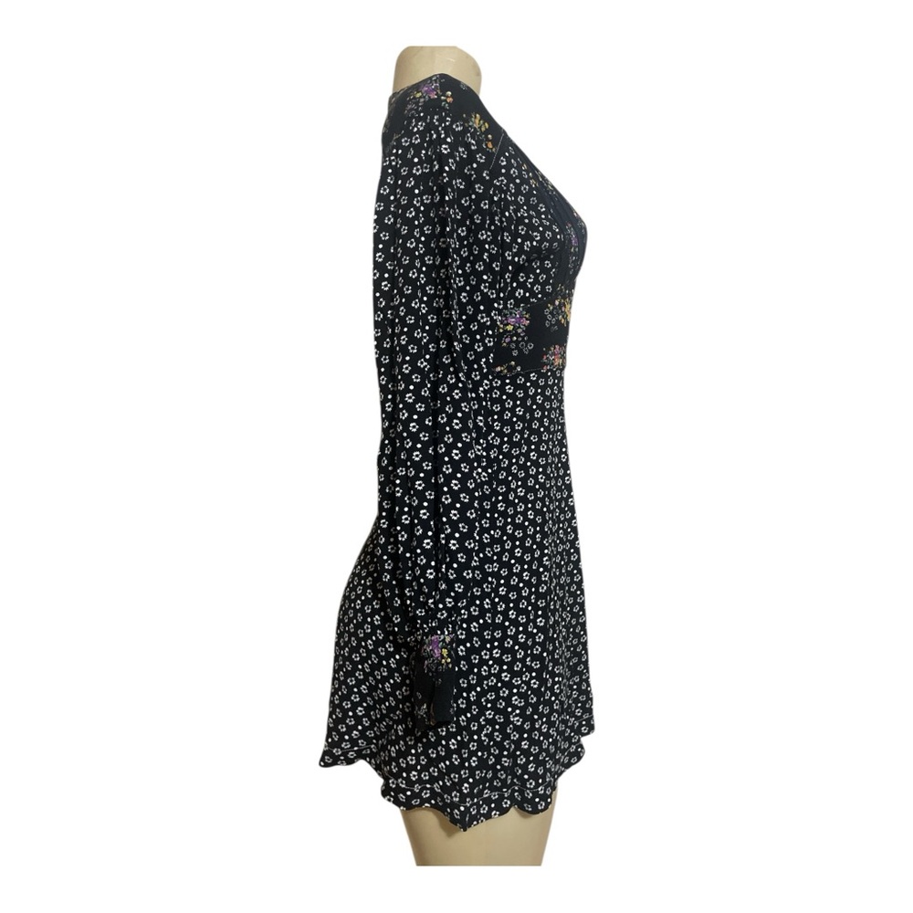 FP Wonderland Floral Black Long Sleeve mini dress XS - Picture 3 of 11